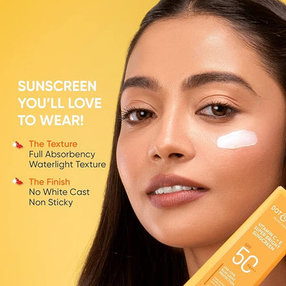 Dot & Key Vitamin C + E Super Bright Sunscreen SPF 50 | Water-Light, UVA/UVB & Blue Light Protection | For Even Toned & Glowing Skin | With Liquid SPF 50+++ | No White Cast, | For All Skin Types | 50g