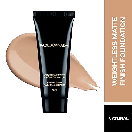 Faces Canada Weightless Matte Finish Foundation Mini, 18ml, Natural 02, 1 Count & Weightless Stay Matte Compact Powder Vitamin E & Shea Butter, Spf 20 Natural 02, 9g