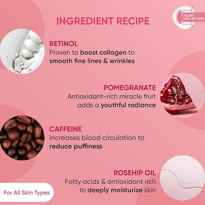 Dot & Key Pomegranate Retinol + Caffeine Eye Cream | Smoothens Fine Line & Wrinkles | Fades Dark Circles | Locks Moisturizer to Prevent Dryness | Improves Skin Elacticity & Firmness | 20ml