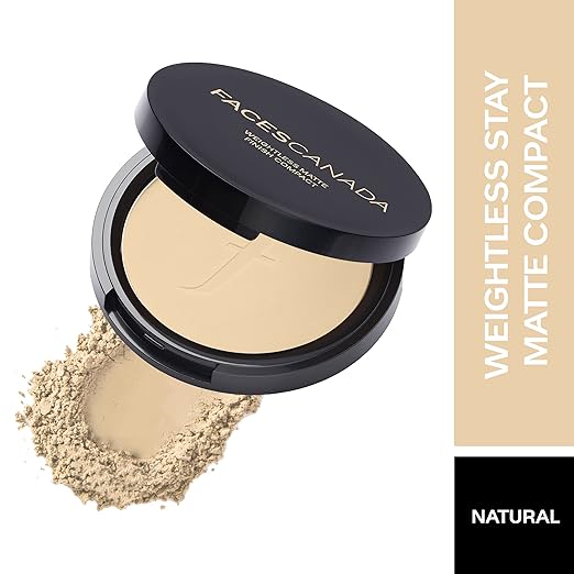 Faces Canada Weightless Stay Matte Compact Vitamin E & Shea Butter, Spf 20 Natural 02, 9 g & Faces Canada Weightless Matte Finish Foundation Mini 18 ml, Ivory 01, 1 count