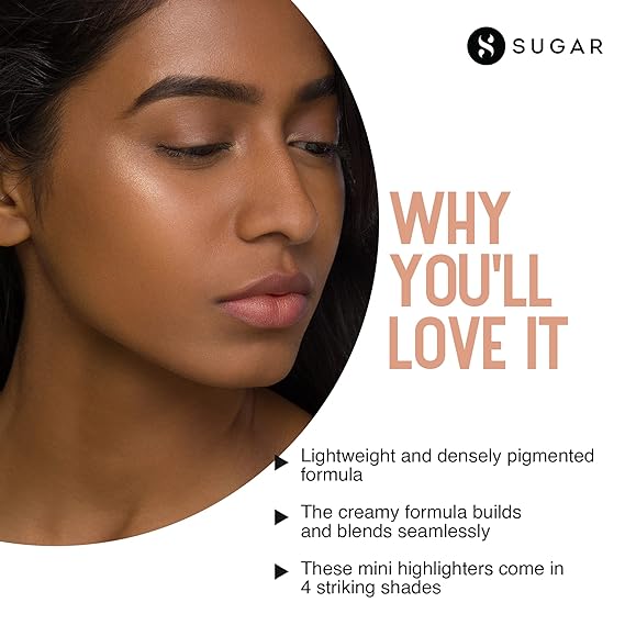 SUGAR Cosmetics Contour De Force Mini Highlighter - 02 Gold Glory (Golden Bronze) Lightweight, Easily Blendable, Illuminating Bronzer, Matte Finish