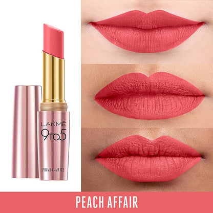 Lakme 9TO5 Primer + Matte Lip Color Peachy Affair 3.6 g