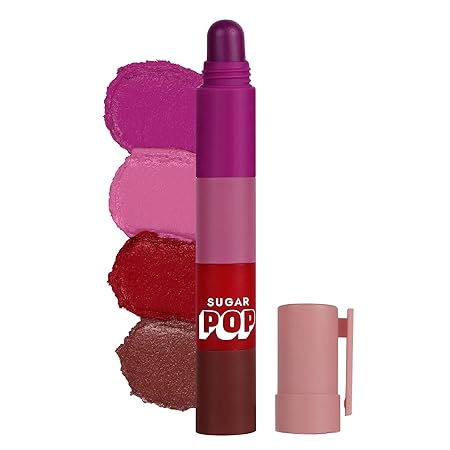 SUGAR POP 4 in 1 Lip Twist - 01 Classic | Multi-use Stackable Lipsticks for Women | Satin Matte Hydrating Formula | 6.4g