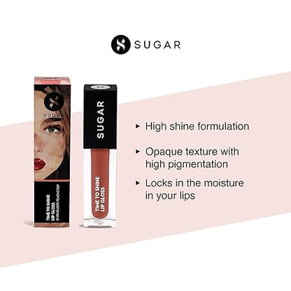 SUGAR Cosmetics - Time To Shine - Lip Gloss - 01 Penelope Peachstop (Peach) - 4.5 gms - High Shine Lip Gloss with Jojoba Oil