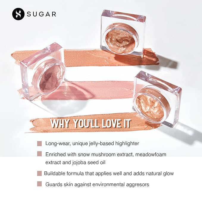 SUGAR Cosmetics - Glow And Behold - Jelly Highlighter - 02 Peach Pioneer (Peach Pink Gold Liquid Highlighter) - Long Lasting Highlighter for Natural Glow - Paraben-Free