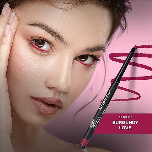 FACES CANADA Magneteyes Color Kajal - Burgundy Love 04, 0.30g | Highly Pigmented Kohl | 12 Hr Long Stay | Matte Finish | Single Stroke Glide | Water Proof | Smudge Proof | Almond Oil Enriched