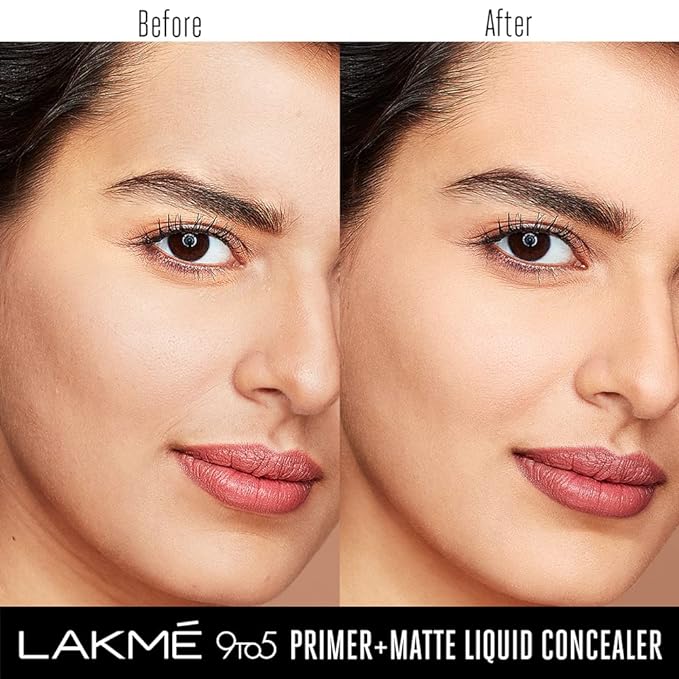 Lakme 9to5 Primer+Matte Liquid Concealer 10 Ivory, 5.4 ml