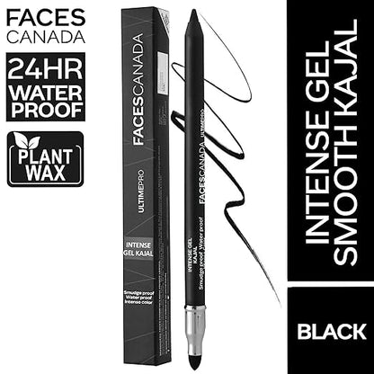 FACES CANADA Ultime Pro HD Intense Matte Lips + Primer - Tea Rose 10, 1.4g | 9HR Long Stay & FACES CANADA Ultime Pro Intense Gel Kajal 3-in-1 Kajal, Eyeliner, Smokey Eyeshadow