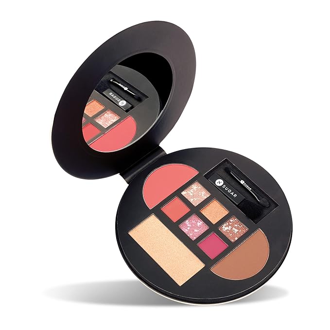 SUGAR Cosmetics Contour De Force Eyes And Face Palette - 01 - Warm Win | Intense Pigmented, Long- lasting & Smudgeproof | Vegan & Cruelty-free - | Multicolor, 20.3 grams