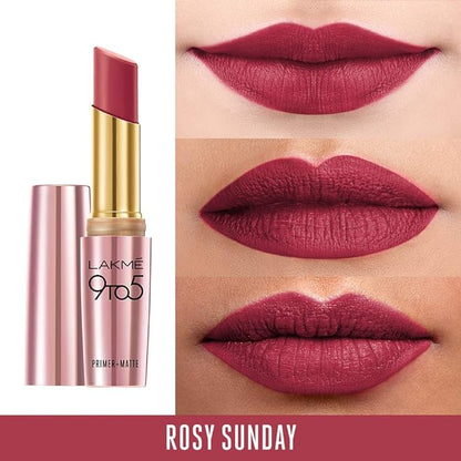 Lakme 9 to 5 Primer with Matte Lip Color, MP7 Rosy Sunday, 3.6g