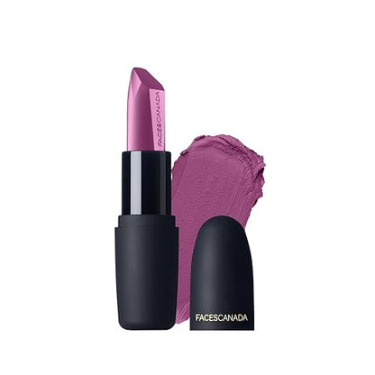 FACES CANADA Weightless Matte Lipstick - Purple Tiara 07 (Pink), 4.5g | Highly Pigmented Lip Color | Smooth One Stroke Glide | Moisturizes & Hydrates Lips | Vitamin E, Jojoba & Almond Oil Enriched