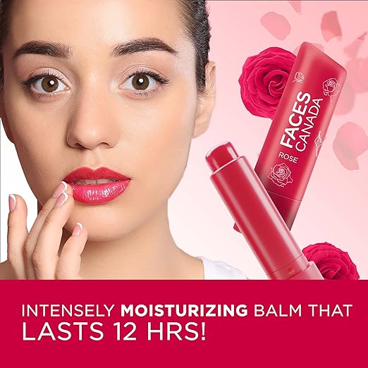 FACES CANADA Color Lip Balm - Rose Petal 03, 4.5g | Red Tint | 12HR Moisture | SPF 15 | Shea Butter, Vitamin C & E Enriched | Hydrating & Nourishing For Dry Chapped Lips | Softens Lips