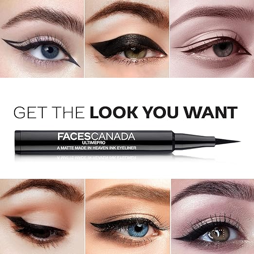 FACES CANADA Ultime Pro A Matte Made in Heaven Ink Eyeliner Mini - Black, 0.6 ml | Felt Tip Pen Liner For Ultra Fine Application | 24 Hr Long Stay Formula | Waterproof, Smudgeproof & Transferproof