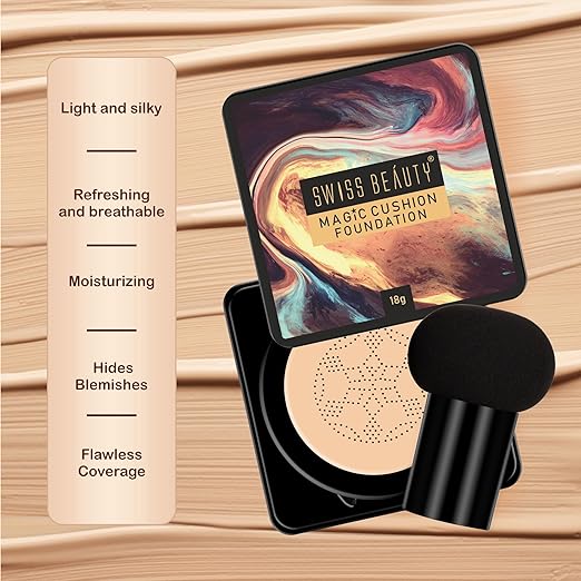 Swiss Beauty Magic Cushion Matte Foundation Powder - Shade-01, Face Makeup, 18gm