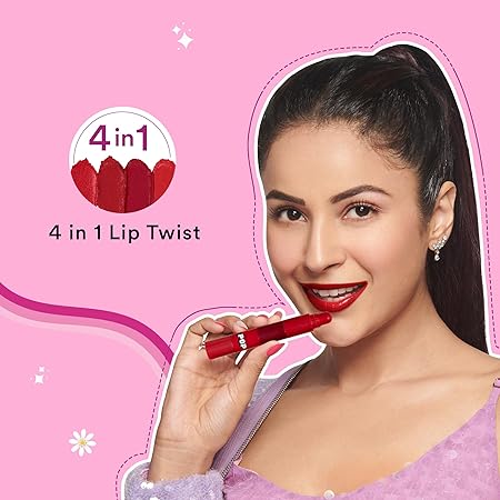 SUGAR POP 4 in 1 Lip Twist - (02 Rouge Delight)| Multi-use Stackable Lipsticks for Women | Satin Matte Hydrating Formula | 6.4g