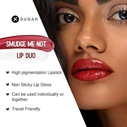 SUGAR Cosmetics - Smudge Me Not - Lip Duo - 28 Trusty Rusty (Rust Red) - 3.5 ml - 2-in-1 Duo Liquid Lipstick with Matte Finish and Moisturizing Gloss