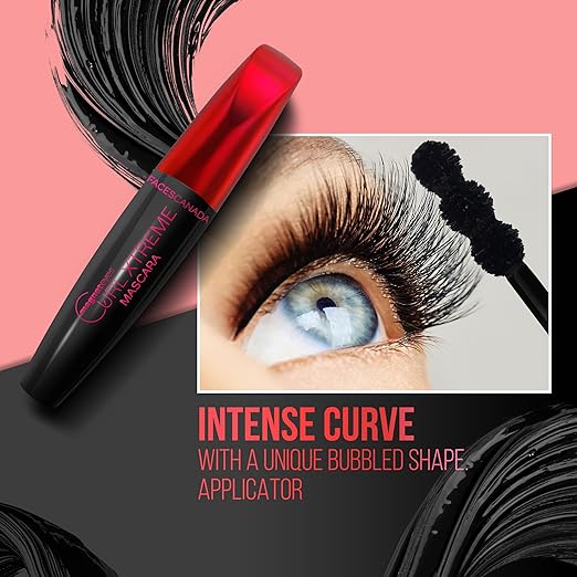 FACES CANADA Magneteyes Curl Xtreme Mascara - Black, 8g | Curls Lashes | Waterproof | Quick Drying | Long Wear | Intense Black Finish | Lightweight | Enriched With Jojoba Oil & Vitamin B