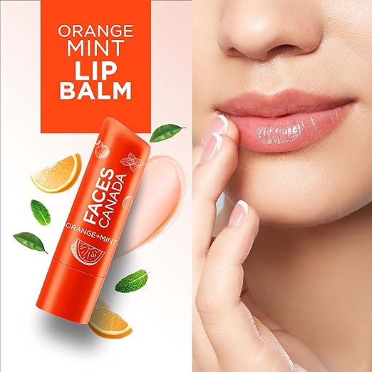 FACES CANADA Lip Balm - Orange Mint 01, 4.5g | 12HR Moisture | SPF 15 | Shea Butter, Vitamin C & E Enriched | Hydrating & Nourishing For Dry Chapped Lips | Softens Lips