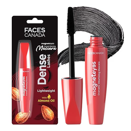 FACES CANADA Magneteyes Dramatic Volumizing Mascara - Black, 9.5ml | Lightweight, Denser & Longer Lashes | Intense Black Finish | Adds Volume | Easy Wash | No Clumping | Cruelty Free