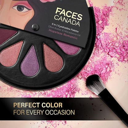 FACESCANADA 6 in 1 Eyeshadow Palette - Party Animal 04, 6g | Olive Butter & Macadamia Oil | Vibrant Colors | Highly Pigmented | Easily Blendable | Silky Satin Texture | No Crease | Cruelty-Free