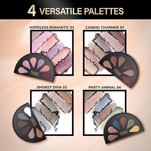 FACESCANADA 6 in 1 Eyeshadow Palette - Hopeless Romantic 01, 6g | Olive Butter & Macadamia Oil | Vibrant Colors | Highly Pigmented | Easily Blendable | Silky Satin Texture | No Crease | Cruelty-Free