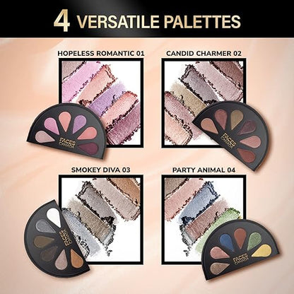 FACESCANADA 6 in 1 Eyeshadow Palette - Smokey Diva 03, 6g | Olive Butter & Macadamia Oil | Vibrant Colors | Highly Pigmented | Easily Blendable | Silky Satin Texture | No Crease | Cruelty-Free