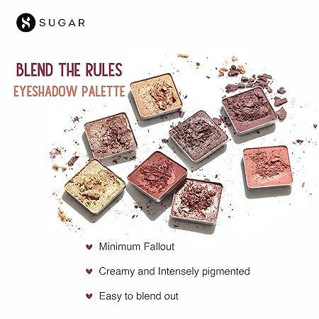 SUGAR Cosmetics - Blend The Rules - Eyeshadow Palette - 01 Flawless (8 Warm Neutral Shades) - Long Lasting, Smudge Proof Eyeshadow for Smoky Eye Look, Paraben-Free