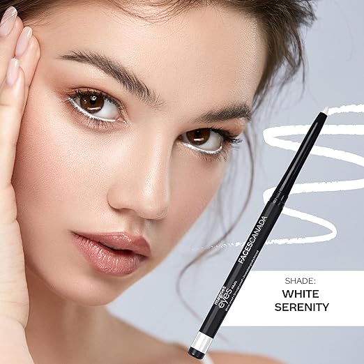 FACES CANADA Magneteyes Color Kajal - White Serenity 06, 0.30g | Highly Pigmented Kohl | 12 Hr Long Stay | Matte Finish | Single Stroke Glide | Water Proof | Smudge Proof | Almond Oil Enriched