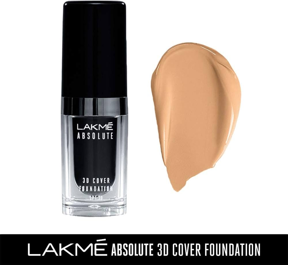 LAKMÉ Absolute 3D Cover Liquid Foundation, Velvet Finish, Warm Sand, 15ml.