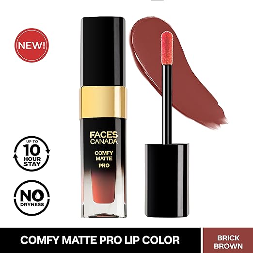 FACESCANADA Comfy Matte Pro Liquid Lipstick - Rust Raisin 02, 5.5 ml | 10HR Longstay | Intense Color | Macadamia Oil & Olive Butter Infused | Lightweight Super Smooth | No Dryness | No Alcohol