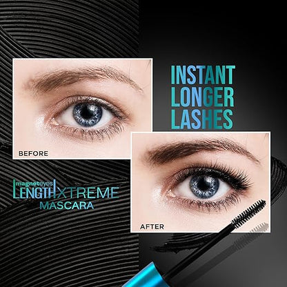 FACES CANADA Magneteyes Length Xtreme Mascara - Black, 8g | Volumizes Lashes | Waterproof | Quick Drying | Long Wear | Intense Black Finish | Lightweight | Enriched With Jojoba Oil & Vitamin B