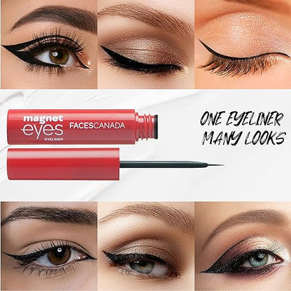 Faces Canada Magneteyes Eyeliner Black 01 3.5 ml (Black) And Faces Magnet Eyes Kajal