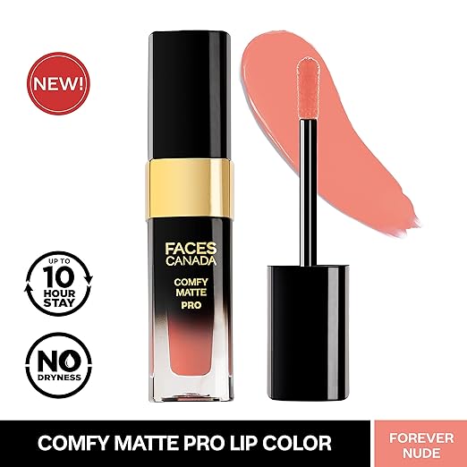 FACESCANADA Comfy Matte Pro Liquid Lipstick - Forever Nude 09, 5.5 ml | 10HR Longstay | Intense Color | Macadamia Oil & Olive Butter Infused | Lightweight Super Smooth | No Dryness | No Alcohol