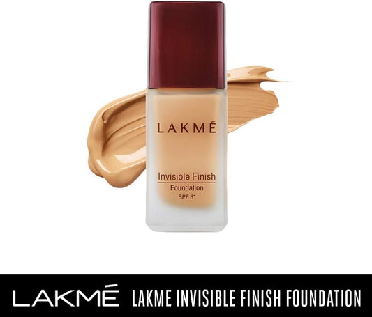 Lakmé Invisible Finish Spf 8 Liquid Foundation, Shade 01, Ultra Light Water Based Face Makeup For Glowing Skin - Full Coverage, Natural Finish, 25 Ml