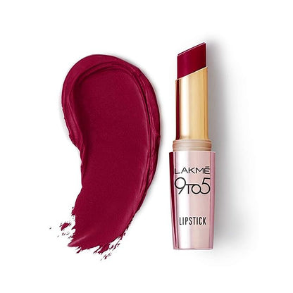 Lakme 9 To 5 Primer + Matte Lipstick, Matte Finish, Lightweight Lipstick, Lasts For 16Hrs, Nourishes Lips & Great For Daily Use, Burgundy Passion, 3.6g