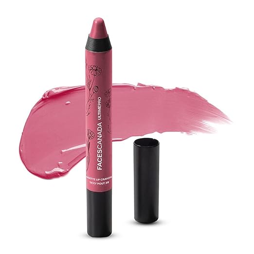 FACES CANADA Ultime Pro Matte Lip Crayon - 8HR Long Stay | Smooth Creamy Matte Texture | Intense Color in 1 Stroke | Hydrates With Chamomile & Cocoa Butter