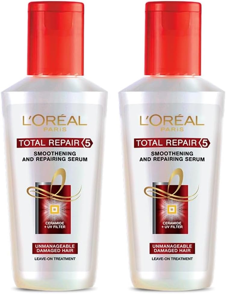 Pack of 2 L'Oreal Paris Serum, For Damaged and Weak Hair, With Pro-Keratin + Ceramide, Total Repair 5, 80ml