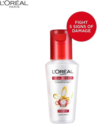 Pack of 2 L'Oreal Paris Serum, For Damaged and Weak Hair, With Pro-Keratin + Ceramide, Total Repair 5, 80ml