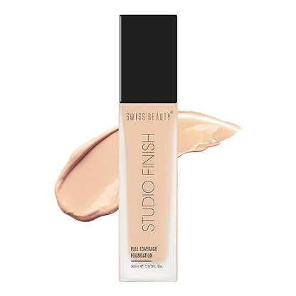 Swiss Beauty Studio Finish Full coverage Foundation, Face Makeup, Shade- Ivory Fair, 30ml