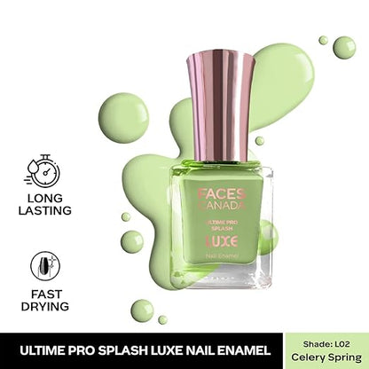 FACESCANADA Ultime Pro Splash Luxe Nail Enamel | Glossy Finish | Quick Drying | Long Lasting | High Shine | Chip Defiant | Even-Finish | Vegan | Non-Toxic | Ethanol-Free