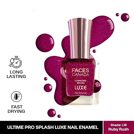 FACESCANADA Ultime Pro Splash Luxe Nail Enamel | Glossy Finish | Quick Drying | Long Lasting | High Shine | Chip Defiant | Even-Finish | Vegan | Non-Toxic | Ethanol-Free