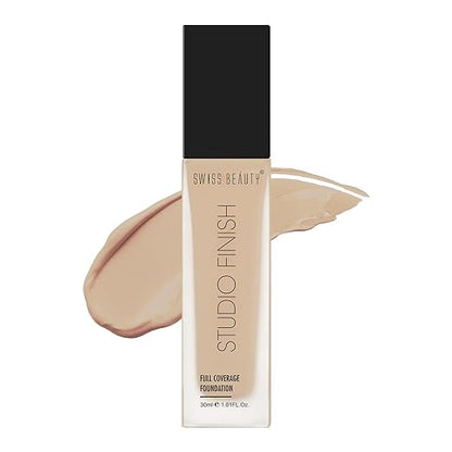 Swiss Beauty Studio Finish Full coverage Foundation, Face Makeup, Shade- Warm Nude, 30ml