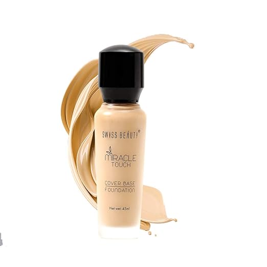 Swiss Beauty Miracle Touch Liquid Foundation, Face MakeUp, Medium Beige, 40ml