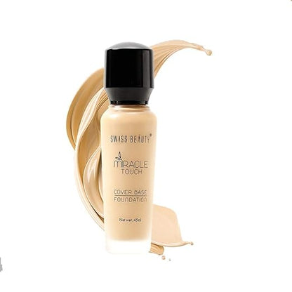 Swiss Beauty Miracle Touch Liquid Foundation, Face MakeUp, White Ivory, 40ml