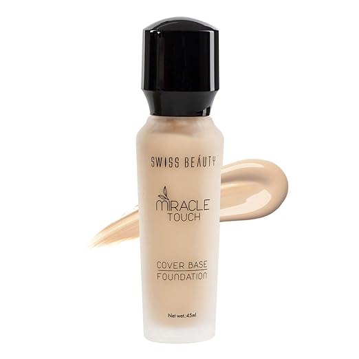 Swiss Beauty Miracle Touch Liquid Foundation, Face MakeUp, White Ivory, 40ml