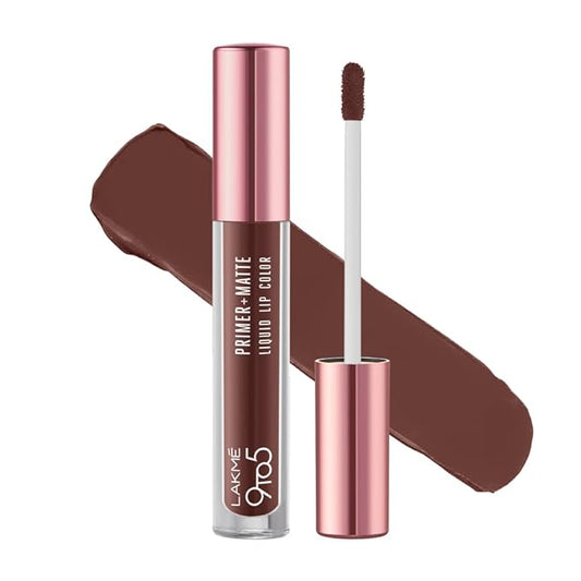 Lakmé 9to5 Primer + Matte Liquid Lip Color MB3 Strong Espresso