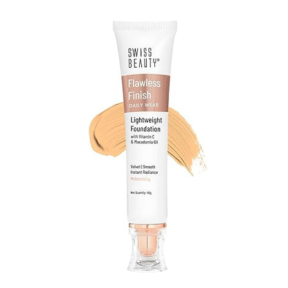 Swiss Beauty Flawless Finish Foundation | Medium Coverage | Lightweight |Oil-Free Formula |Radiant Finish | Shade - Shade-05, 40gm