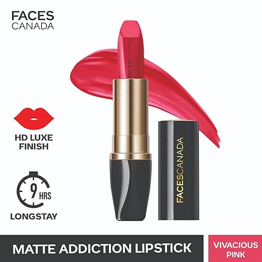 FACESCANADA Matte Addiction Lipstick - Fierce Brown, 3.7g | 9HR Longstay | HD Luxe Finish | Intense Color | Hydrating Comfort | Primer Infused | Smooth Creamy Texture | With Mulberry & Shea Butter