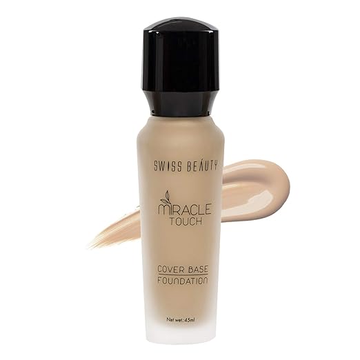 Swiss Beauty Miracle Touch Liquid Foundation, Face MakeUp, Medium Beige, 40ml