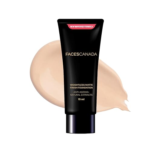 FACESCANADA Weightless Matte Finish Foundation - Rose Ivory, 15ml | Lightweight | Natural Finish | Anti-Ageing | Non-Clog Pores | Enriched With Olive Seed Oil, Grape Extract, Shea Butter